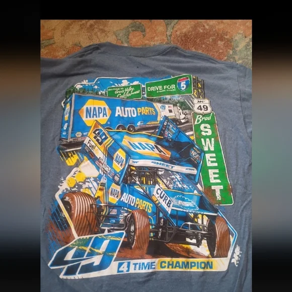 Brad Sweet 49 Napa Auto Parts Blue Graphic Print T-shirt Men's Medium Racecar - Picture 5 of 5